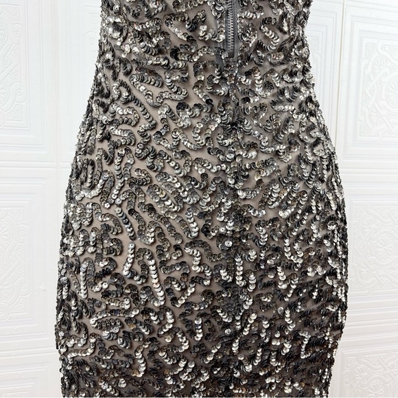 Alice & Olivia Strapless Sequin Mesh Mini Dress 2 - Picture 9 of 10